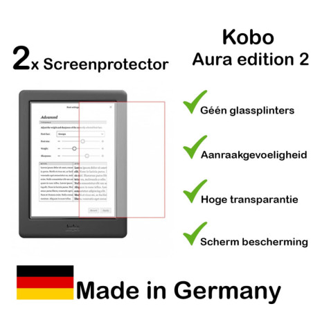 Screenprotector Kobo Aura Edition 2 - 2 stuks - Made in Germany